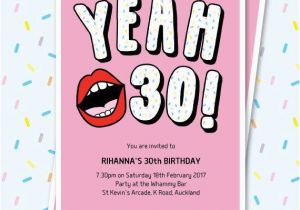 Funny 30th Birthday Decorations 30th Birthday Invitation Sassy Yeah 30 Lips Editable