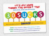 Funny 30th Birthday Invites 30 Sucks Birthday Party Invitations Suckers Lollipops