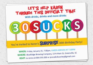Funny 30th Birthday Invites 30 Sucks Birthday Party Invitations Suckers Lollipops