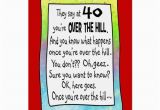 Funny 40th Birthday Card Messages 40th Over the Hill Funny Birthday Greeting Card Zazzle Com