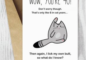 Funny 40th Birthday Cards for Men 40th Birthday Card Printable Birthday Card Funny Cat