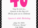 Funny 40th Birthday Invitation Wording Samples 40th Birthday Party Invitation Wording Free Printable