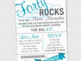 Funny 40th Birthday Invitation Wording Samples Printable forty Rocks Birthday Party Bash Invitation