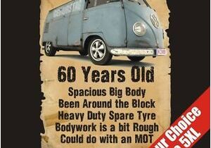 Funny 60 Birthday Gifts for Him 60 Year Old Vw Transporter Funny 60th Birthday Gift T