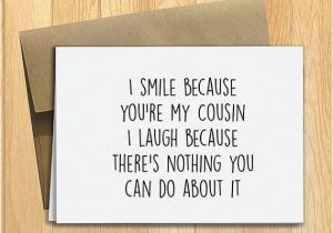 Funny Birthday Cards for Cousins Printed Funny Cousins Greeting Card Friendship by