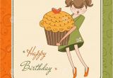 Funny Birthday Cards for Girls Birthday Card with Funny Girl and Cupcake Stock Image