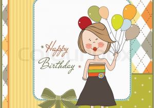 Funny Birthday Cards for Girls Funny Girl with Balloon Birthday Greeting Card Stock