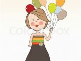 Funny Birthday Cards for Girls Funny Girl with Balloon Birthday Greeting Card Stock