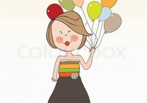 Funny Birthday Cards for Girls Funny Girl with Balloon Birthday Greeting Card Stock