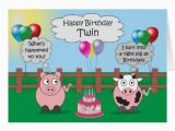 Funny Birthday Cards for Twins Twin Funny Animals Pig Cow Humor Cute Birthday Card Zazzle