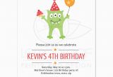 Funny Birthday Invitation Wording for Kids Funny Monster with Balloon and Party Hat Birthday