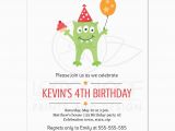 Funny Birthday Invitation Wording for Kids Funny Monster with Balloon and Party Hat Birthday