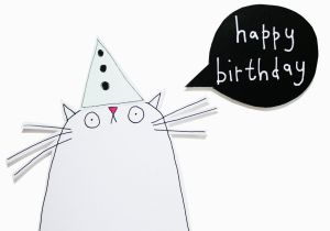 Funny Black and White Birthday Cards Cat Birthday Card Funny Birthday Card for Cat Lover White