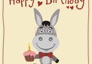 Funny Donkey Birthday Cards Quot Happy Birthday Funny Donkey with Birthday Cake Greeting