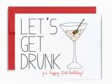 Funny Drunk Birthday Cards Funny 21st Birthday Card Red Lets Get Drunk Happy Bday