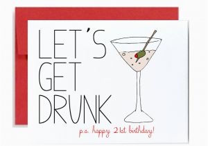 Funny Drunk Birthday Cards Funny 21st Birthday Card Red Lets Get Drunk Happy Bday