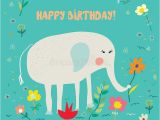 Funny Elephant Birthday Card Birthday Card for Kids with Elephant and Flowers Funny