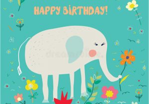 Funny Elephant Birthday Card Birthday Card for Kids with Elephant and Flowers Funny