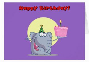 Funny Elephant Birthday Card Funny Elephant with Cake Happy Birthday Card Zazzle
