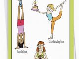 Funny Fitness Birthday Cards Birthday Yoga Posing Exercise Cartoons Birthday Greeting