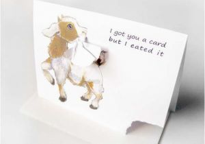 Funny Goat Birthday Cards Funny Card Cute Goat Art Greeting Card Ripped Notecard