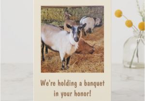 Funny Goat Birthday Cards Funny Goat Banquet Birthday Card Zazzle Co Uk