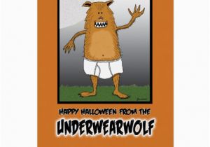 Funny Halloween Birthday Cards Funny Halloween Underwearwolf Greeting Card Zazzle