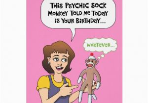 Funny Monkey Birthday Cards Funny Psychic sock Monkey Birthday Greeting Card Zazzle