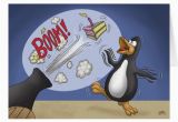 Funny Penguin Birthday Cards Funny Birthday Cards Penguin Cake Cannon Greeting Card