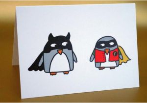 Funny Penguin Birthday Cards Funny Penguin Card Superhero Birthday by Penguinparadeshop