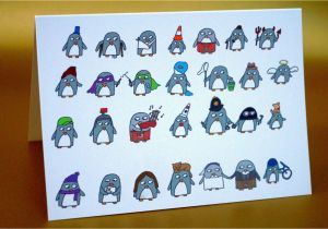 Funny Penguin Birthday Cards Funny Penguin Greeting Card Penguins Dress Up Birthday Etsy