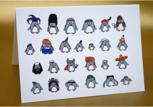 Funny Penguin Birthday Cards Funny Penguin Greeting Card Penguins with Hats Birthday