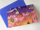 Funny Pig Birthday Cards Funny Pig Card Pig Greeting Card Funny Pig Art Pig