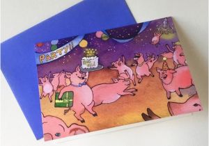 Funny Pig Birthday Cards Funny Pig Card Pig Greeting Card Funny Pig Art Pig