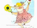 Funny Pig Birthday Cards Pig Greeting Card Funny Pig Card Funny Watercolor Pig Art