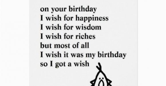 Funny Poems for Birthday Cards A Birthday Wish A Funny Birthday Poem Card Zazzle