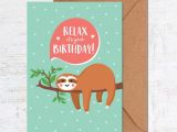 Funny Sloth Birthday Card Sloth Birthday Card Birthday Card Friend Birthday Card