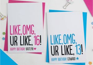 Funny Teenage Birthday Cards Teenager Birthday Card Personalised by A is for Alphabet