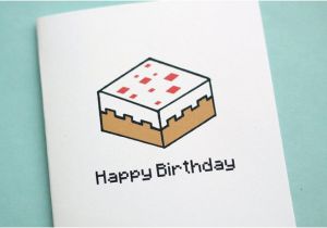 Gamer Birthday Cards Pixelated Gamer Birthday Cake Note Card