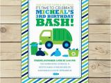 Garbage Truck Birthday Invitations Garbage Truck Birthday Invitation Printable Boy Birthday