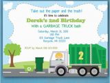 Garbage Truck Birthday Invitations Garbage Truck Birthday Invitations Recycling Party Garbage