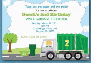 Garbage Truck Birthday Invitations Garbage Truck Birthday Invitations Recycling Party Garbage