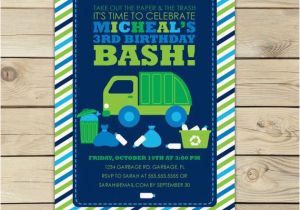Garbage Truck Birthday Invitations Garbage Truck Invitation Printable Boy Birthday