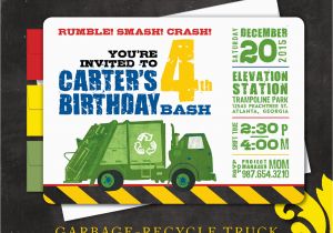 Garbage Truck Birthday Invitations Nealon Design Garbage Recycle Truck Birthday Invitation