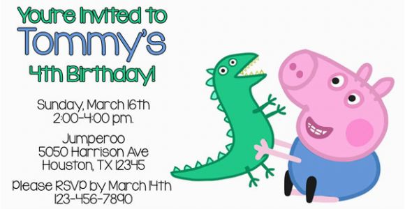 George Pig Birthday Invitations Peppa Pig Invitations George Pig