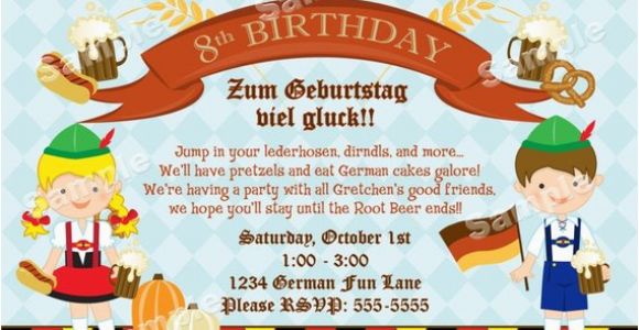 German Birthday Invitation Cards Personalized German Oktoberfest Invitation for Kids or Family