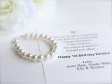Gift for A Baby Girl On Her First Birthday Baby Girl 1st Birthday Gift Pearl Bracelet with Birthday Card