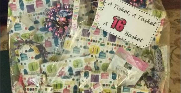 Gift Ideas for Sweet 16 Birthday Girl A Tisket A Tasket A Sweet 16 Basket Filled with 16