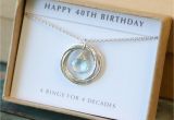 Gifts for Her 40 Birthday 40th Birthday Gift for Her December Birthstone Necklace Blue