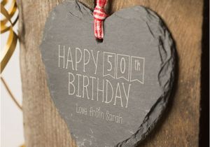 Gifts for Her 50th Birthday Special Engraved Heart Shaped Slate Hanging Keepsake Happy 50th